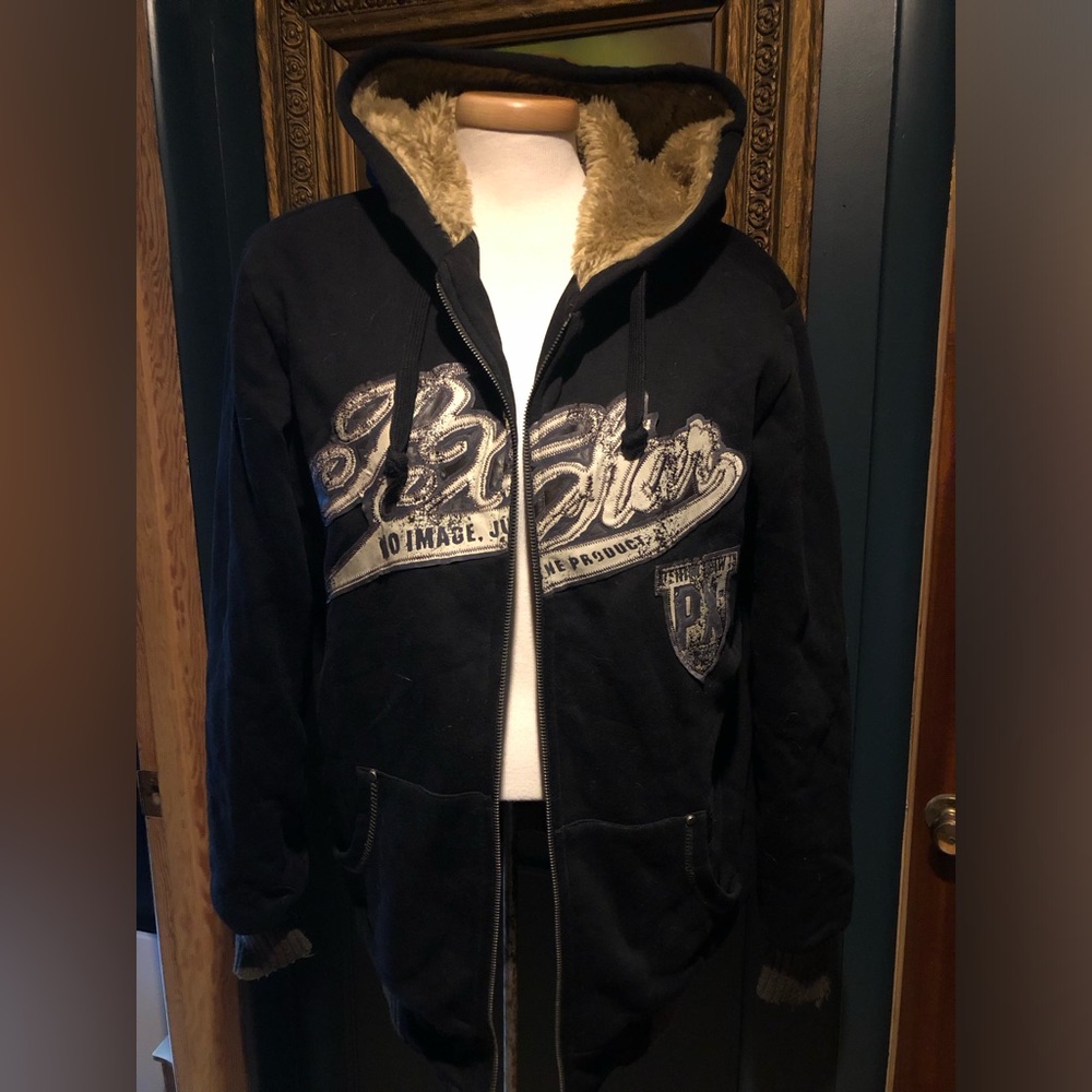 Black Hooded Jacket with Sherpa Lining